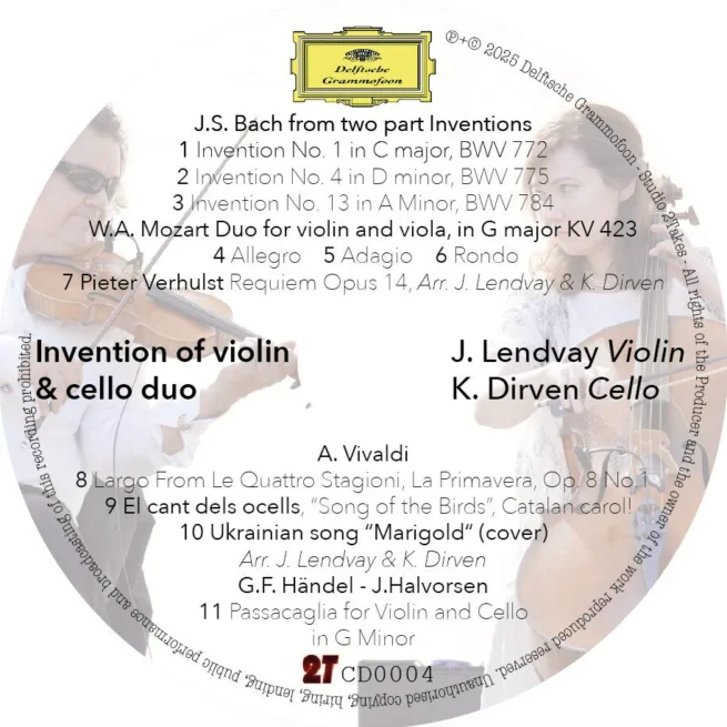 J. Lendvay and K. Dirven - Invention of violin and cello duo CD Label
